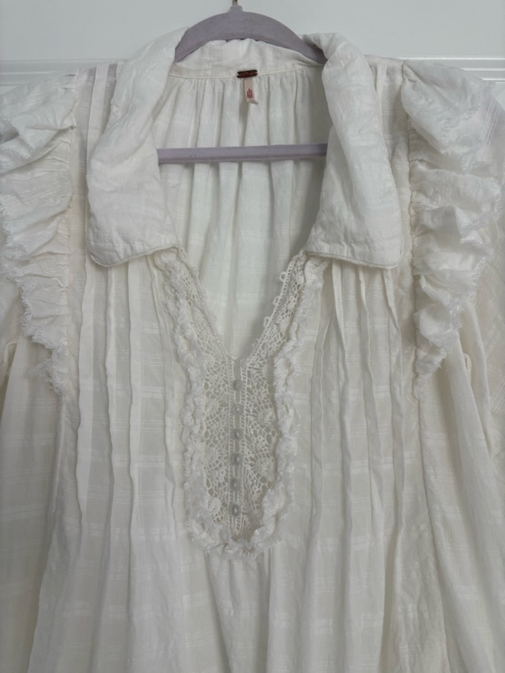 Free People White Ruffled Peasant Style Dress - Picture 2 of 5